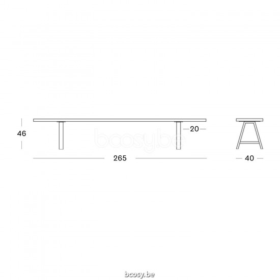 Vincent Sheppard Vincent Sheppard Matteo Bench 265x40 Black Aluminium frame Untreated Teak top.