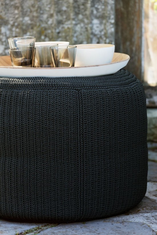 Vincent Sheppard Table d'appoint/pouf Otto charbon Otto Pouf Cordon Crocheté Anthracite-Charbon Polypropylène.