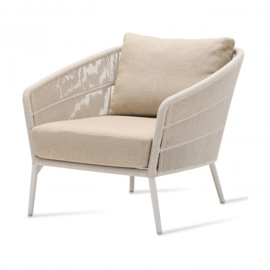 Vincent Sheppard Akari Fauteuil de repos cadre en Aluminium Blanc dune Corde Flax Polypropylène.