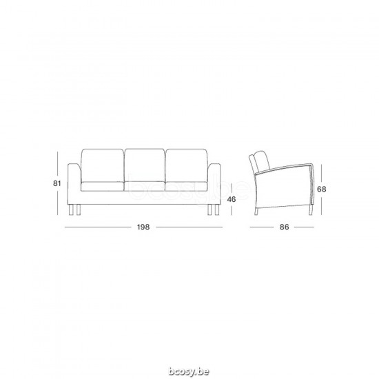 Vincent Sheppard Vincent Sheppard Safi Lounge Sofa 3s Old Lace Wicker Polyethylene.