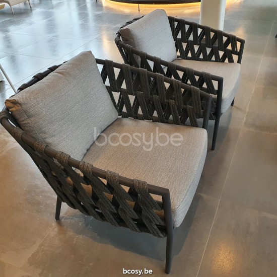 Vincent Sheppard Fauteuil lounge Leo Leo Fauteuil de repos Cadre en Aluminium Lave Corde Lave Acrylique.