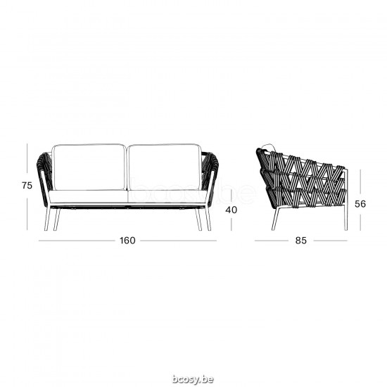 Vincent Sheppard Vincent Sheppard Leo Lounge Sofa Lava Aluminium frame Lava Rope Acrylic.