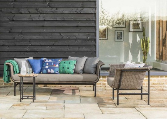Vincent Sheppard Wicked garden outdoor lounge sets Black Aluminium frame Taupe Wicker Polyethylene.