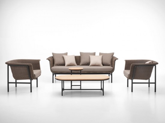 Vincent Sheppard Canapé Wicked taupe Wicked Canapé lounge 3s Cadre en Aluminium Noir Tressage Taupe Polyéthylène.