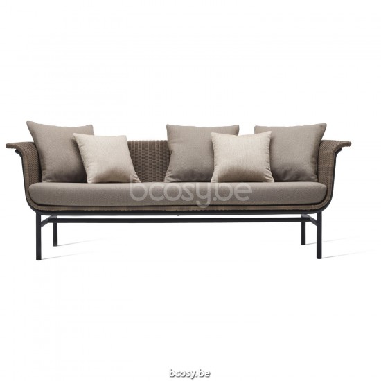 Vincent Sheppard Wicked Loungesofa 3s Zwart Aluminium frame Taupe Wicker Polyethyleen.