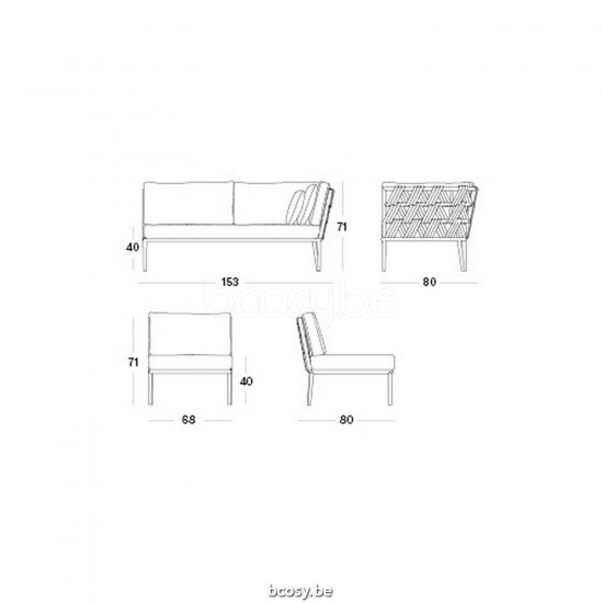 Vincent Sheppard Vincent Sheppard Leo Modular Corner Right Lava Aluminium frame Lava Rope Acrylic.