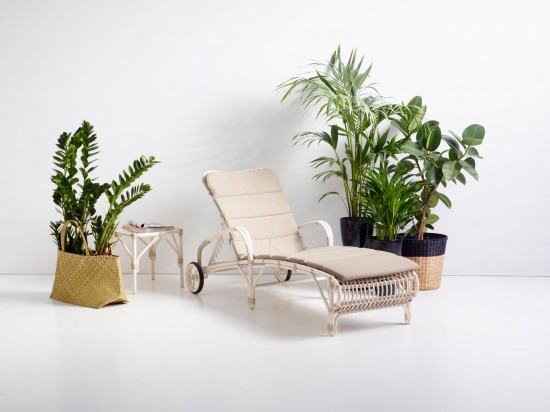 Vincent Sheppard Lucy lits de jardin bain de soleil Fauteuils de relaxation chaises longues Cordon en osier Blanc cassé Polyé