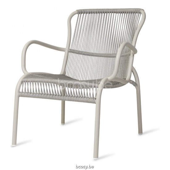 Vincent Sheppard Loop Lounge Stoel Dune White Aluminium frame Dune White Touw Polypropyleen.