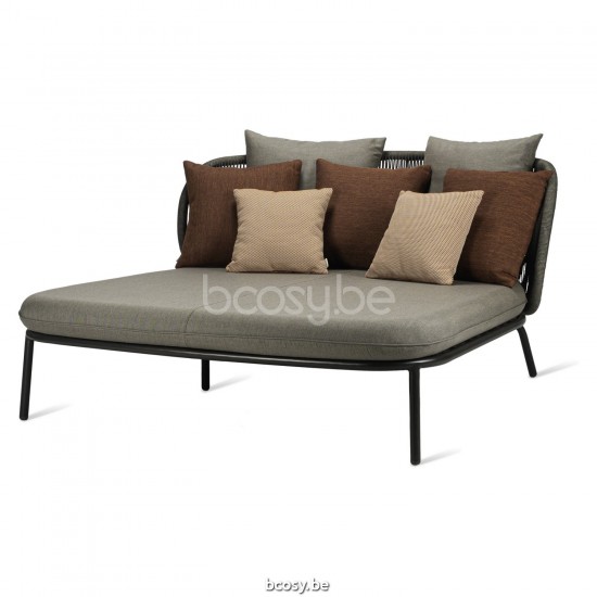 Vincent Sheppard Kodo Chaise longue double Cadre en Aluminium Gris fossile Corde Gris fossile Polypropylène.