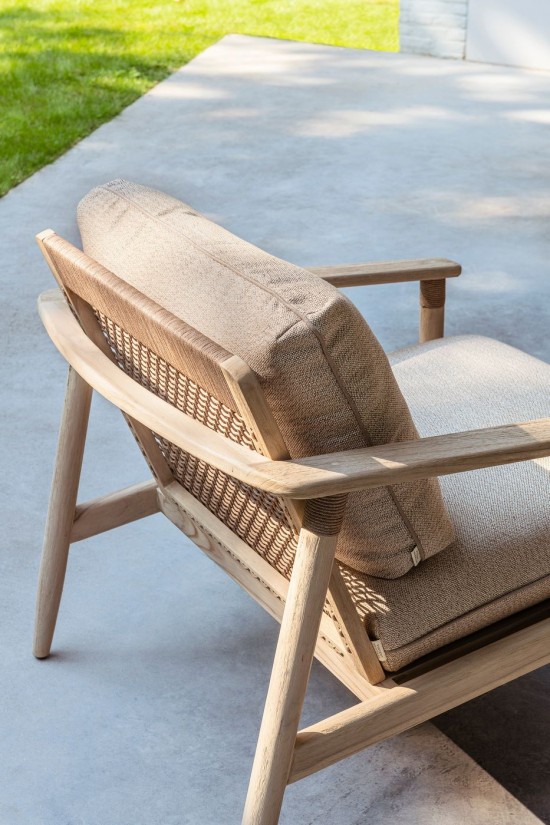 Vincent Sheppard David Lounge Stoel Verouderd Teak Houten frame.