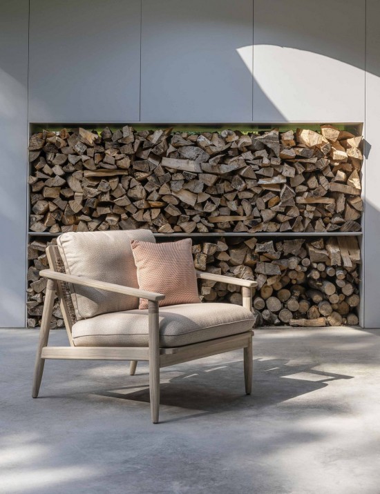 Vincent Sheppard Chaise longue DAVID David Fauteuil de repos Cadre en Teck Vieilli Corde Gris Polypropylène.