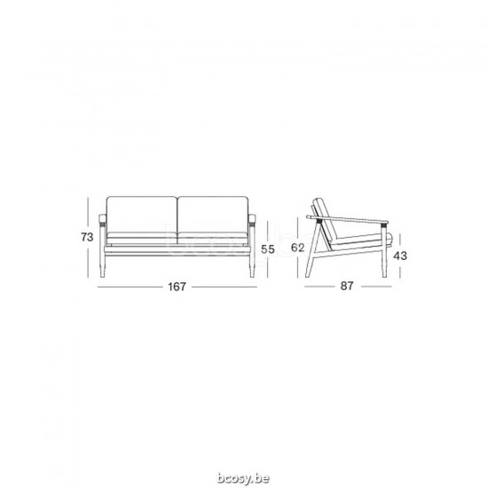Vincent Sheppard Vincent Sheppard David Lounge Sofa 2s Aged Teak frame Greige Rope Polypropylene.