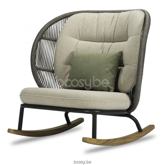 Vincent Sheppard Kodo Garden outdoor rocking chairs Fossil Grey Aluminium frame Fossil Grey Rope Polypropylene.