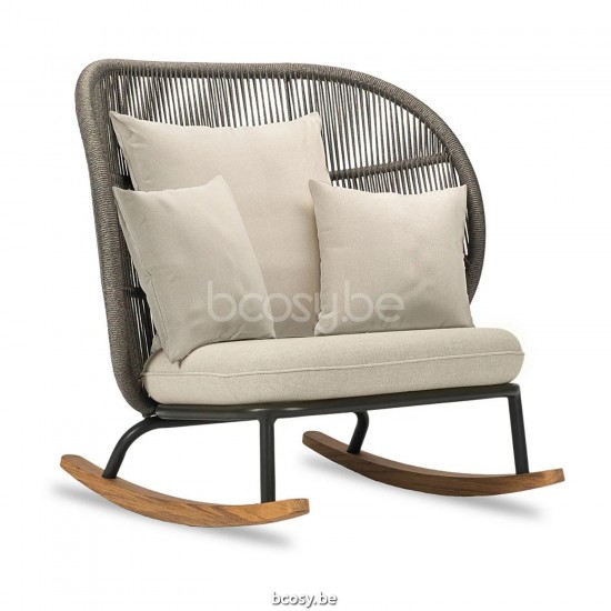 Vincent Sheppard Chaise à bascule KODO Kodo Chaise à bascule Cadre en Aluminium Gris fossile Corde Gris fossile Polypropylène.