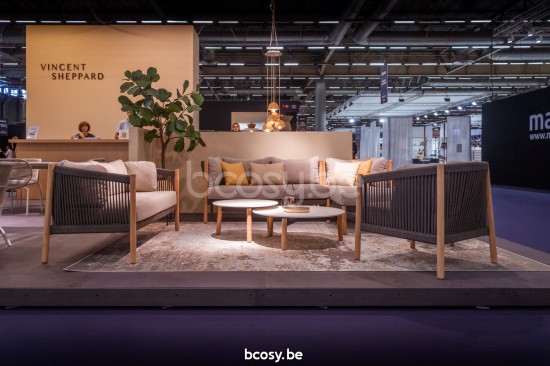 Vincent Sheppard Lento Loungebank 2.5s Rahmen aus Unbehandeltes Teakholz Anthrazit-Kohle Seil Polypropylen.