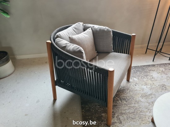 Vincent Sheppard Lento Lounge Set 1 sitz Gartenloungegarnitur Gartencouch Loungegruppe Rahmen aus Unbehandeltes Teakholz Anth