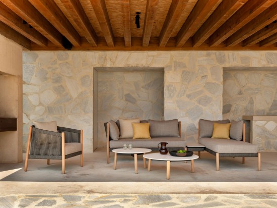 Vincent Sheppard Lento Fauteuil de repos Cadre en Teck non traité Corde Anthracite-Charbon Polypropylène.