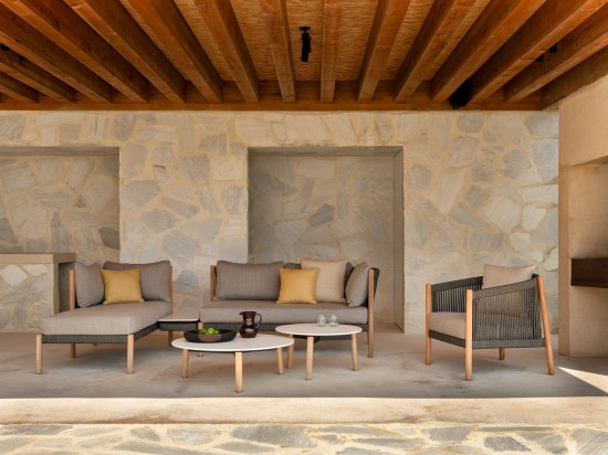 Vincent Sheppard Lento Gartenloungegarnitur Gartencouch Loungegruppe Modulares Eckelement Rahmen aus Unbehandeltes Teakholz A