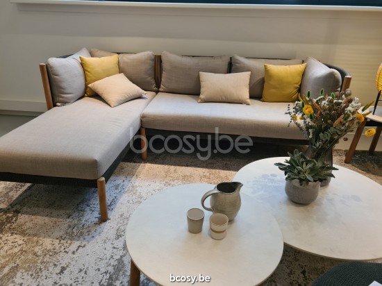 Vincent Sheppard Lento Modulare Ecke links Rahmen aus Unbehandeltes Teakholz Anthrazit-Kohle Seil Polypropylen.