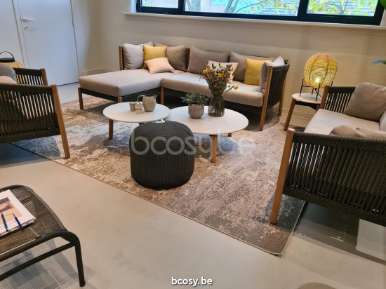 Vincent Sheppard Lento canapés salons de jardin modulables coin Cadre en Teck non traité Corde Anthracite-Charbon Polypropylè