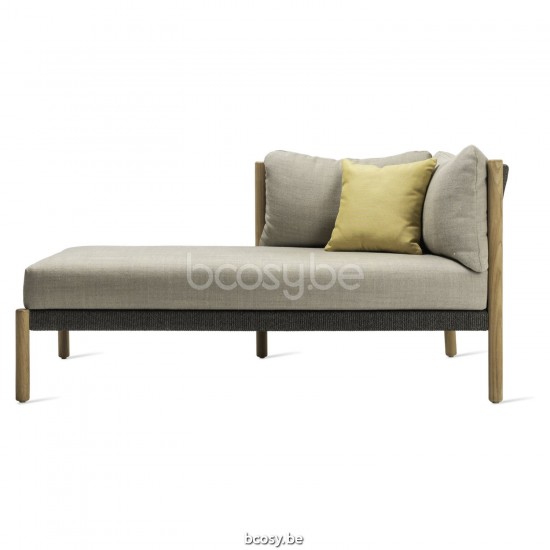 Vincent Sheppard Lento Modulaire chaise longue rechts Onbehandeld teakhout frame Antraciet-Steenkool Touw Polypropyleen.