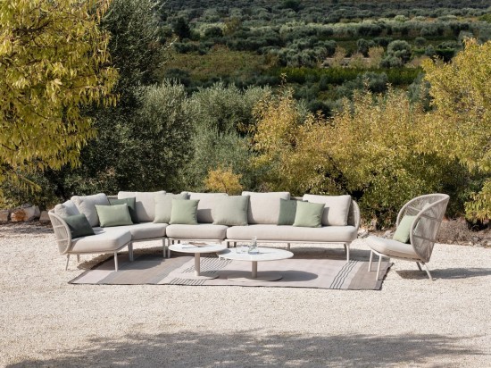 Vincent Sheppard Kodo moduleerbare tuinsalons loungesets Dune White Aluminium frame Dune White Touw Polypropyleen.