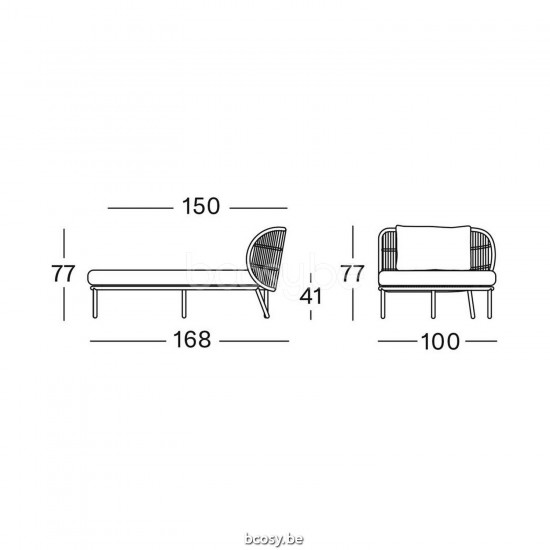 Vincent Sheppard Vincent Sheppard Kodo Modular Chaise Longue Left Dune White Aluminium frame Dune White Rope Polypropylene.