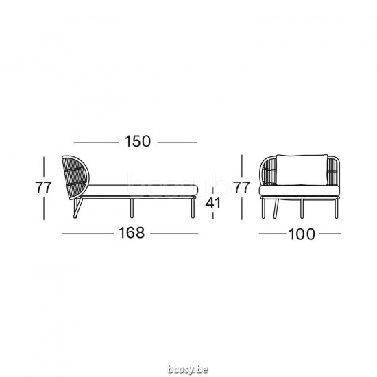 Vincent Sheppard Vincent Sheppard Kodo Modular Chaise Longue Right Dune White Aluminium frame Dune White Rope Polypropylene.