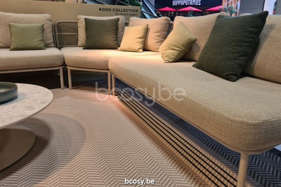 Vincent Sheppard Kodo Gartenloungegarnitur Gartencouch Loungegruppe Mittelteil Rahmen aus Dune Weiß Aluminium Dune Weiß Seil 