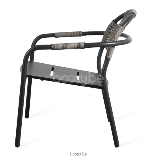 Vincent Sheppard Cleo Fauteuil de repos cadre en Aluminium Gris fossile Corde Misty Dots Polypropylène.