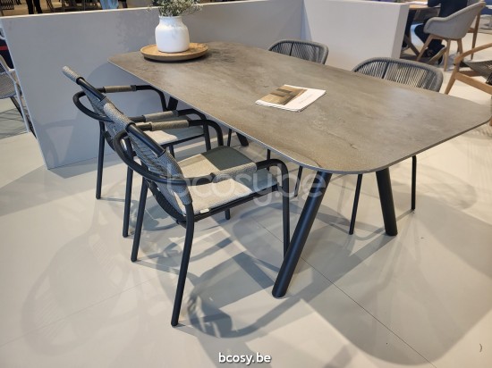 Vincent Sheppard Cleo Aussen gartenstuhl gartenstuehle Rahmen aus Fossil Grau Aluminium Misty Dots Seil Polypropylen.