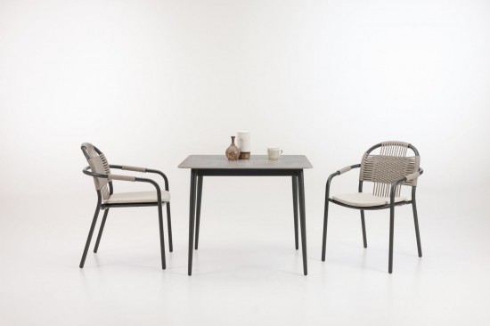 Vincent Sheppard Cleo Armstoel Fossil Grey Aluminium frame.