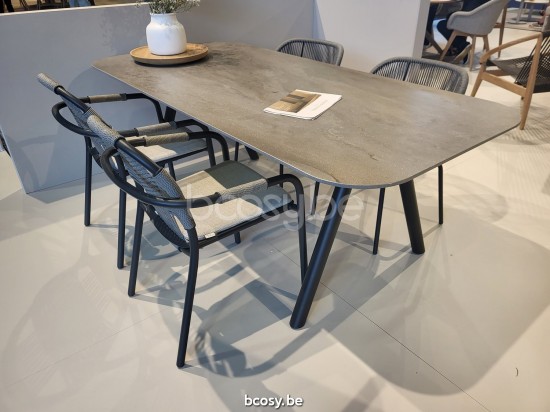 Vincent Sheppard Cleo Tuinstoelen Fossil Grey Aluminium frame Misty Dots Touw Polypropyleen.