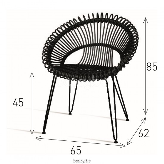 Vincent Sheppard Vincent Sheppard Roxy Dining Chair Black Steel frame Black Wicker-rope Polyethylene.