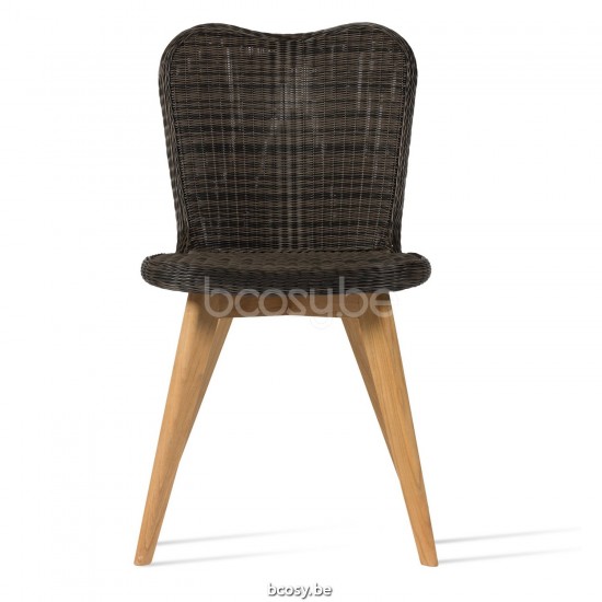 Vincent Sheppard Chaise Lena base teck Lena Chaise Cadre en Teck non traité Tressage Mocca Polyéthylène.