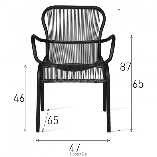 Vincent Sheppard Vincent Sheppard Loop Dining Chair Black Aluminium frame Black Wicker Polyethylene.