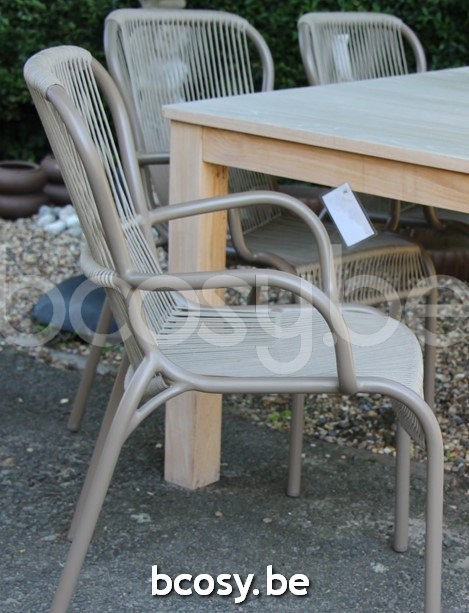 Vincent Sheppard LOOP Rope Chaise Loop Chaise Cadre en Aluminium Taupe Cordon Crocheté Taupe Polypropylène.