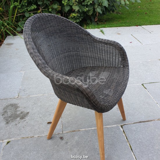 Vincent Sheppard EDGARD Esstischstuhl - Teak Edgard Stuhl Rahmen aus Unbehandeltes Teakholz Mokka Flechtwerk Polyethylen.