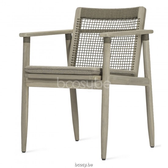 Vincent Sheppard David Armstoel Verouderd Teak Houten frame Grijs Touw Polypropyleen.