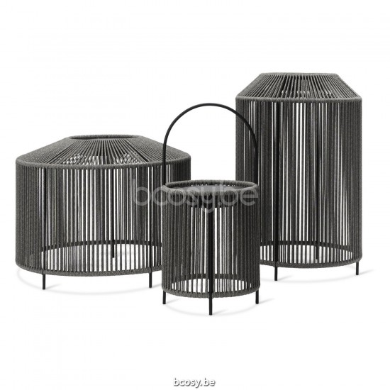 Vincent Sheppard Mora Grande lampe Cadre en Acier Noir Corde Gris fossile Polypropylène.