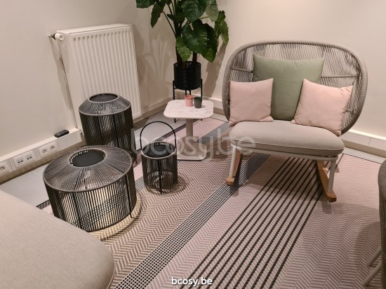 Vincent Sheppard Mora outdoor lanterns Black Steel frame Fossil Grey Rope Polypropylene.