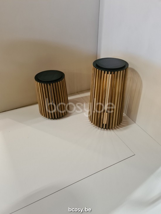 Vincent Sheppard Maya Buitenlantaarns Zwart Aluminium frame Onbehandeld teakhout.