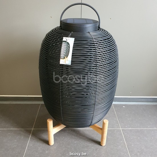 Vincent Sheppard Tika lanternes d'extérieurs Cadre en Teck non traité Cordon en osier Noir Polyéthylène.