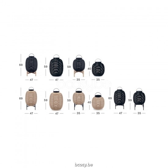 Vincent Sheppard Vincent Sheppard Tika Lantern Steel Base Black Steel frame Camel Wicker-rope Polyethylene.