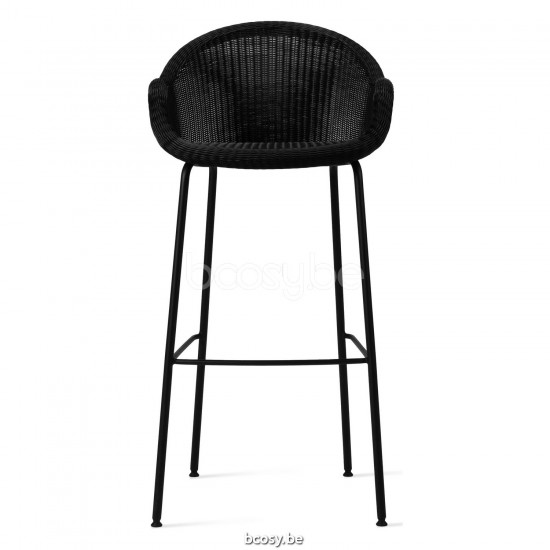 Vincent Sheppard Edgard Tabouret de bar Cadre en Acier A Revêtement en poudre noir Tressage Noir Polyéthylène.