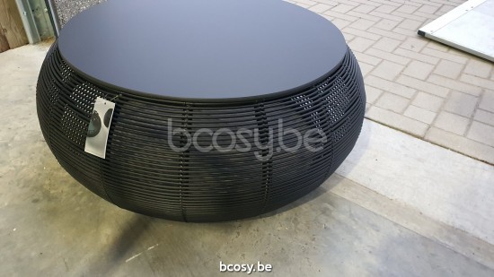 Vincent Sheppard Ivo garden outdoor coffee tables Round Black Wicker-rope Polyethylene.