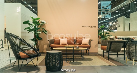 Vincent Sheppard Ivo Tables d'appoint de jardin Round Cordon en osier Noir Polyéthylène.