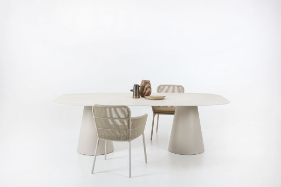Vincent Sheppard Sandro 240x120 Table de Jardin cadre en Aluminium Blanc dune dessus de table Céramique Éclats.