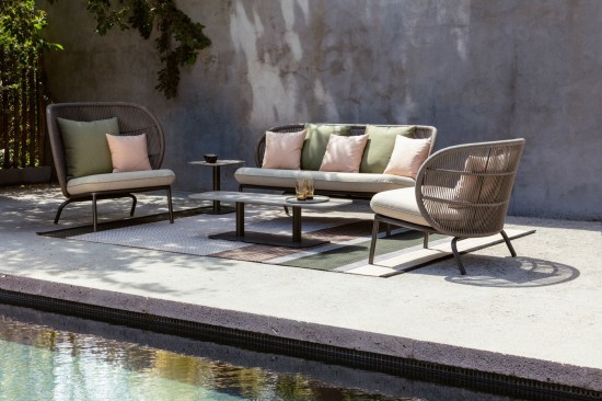 Vincent Sheppard Kodo Beistelltisch aus Metall - Keramik Kodo Garten Beistelltisch Rahmen aus Fossil Grau Aluminium.