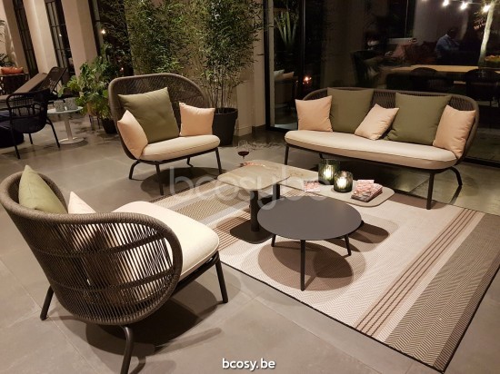 Vincent Sheppard Kodo garden outdoor coffee tables Fossil Grey Aluminium frame 129X45.